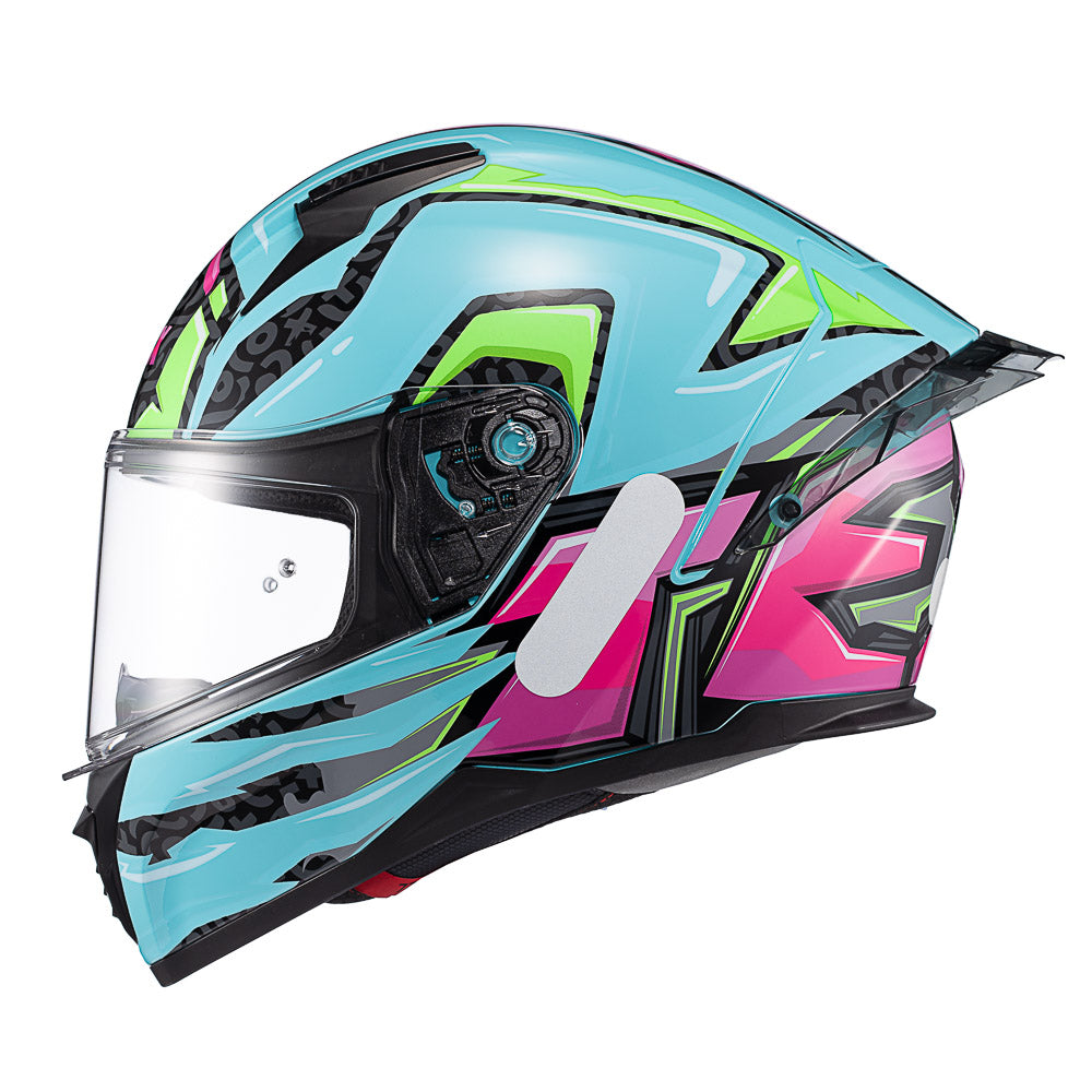 Capacete Texx Fechado Raptor Arcade Azul Verde Rosa Brilho – foto 2