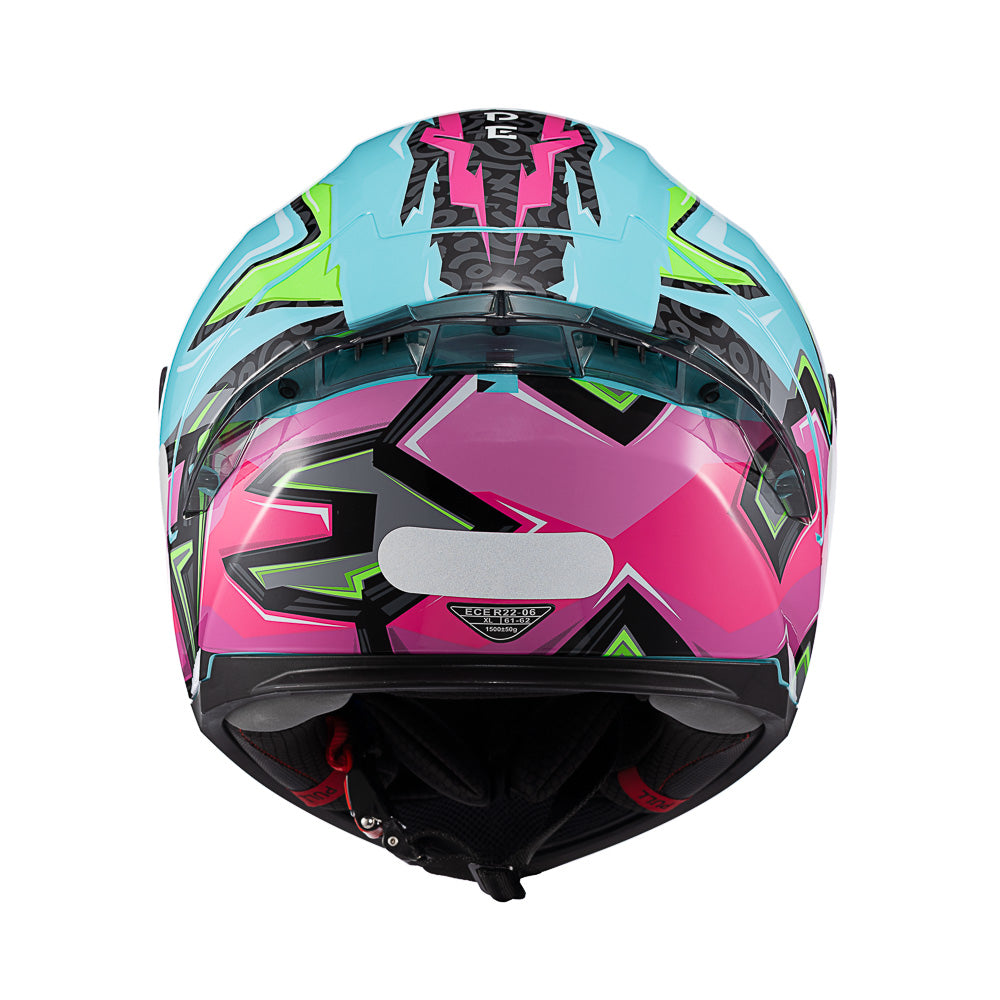 Capacete Texx Fechado Raptor Arcade Azul Verde Rosa Brilho – foto 5