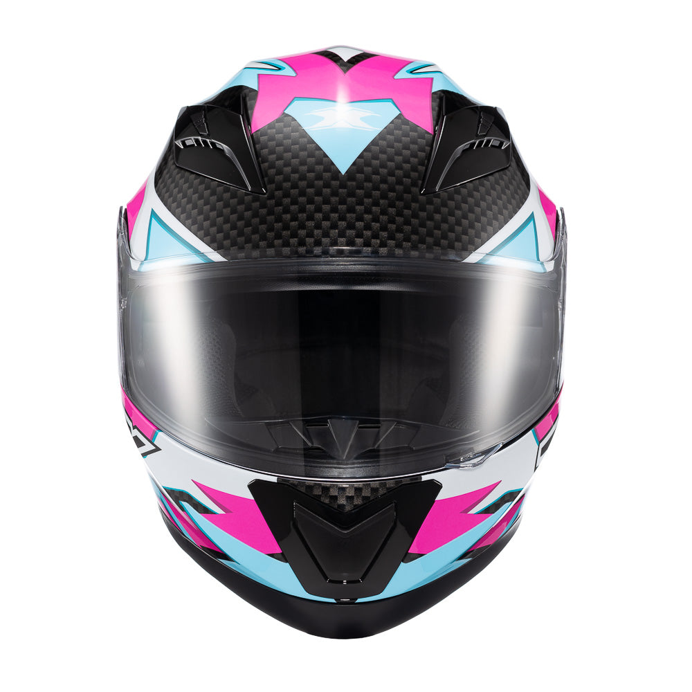Capacete Texx Strike Ride Azul Rosa Branco Preto Brilho – foto 1