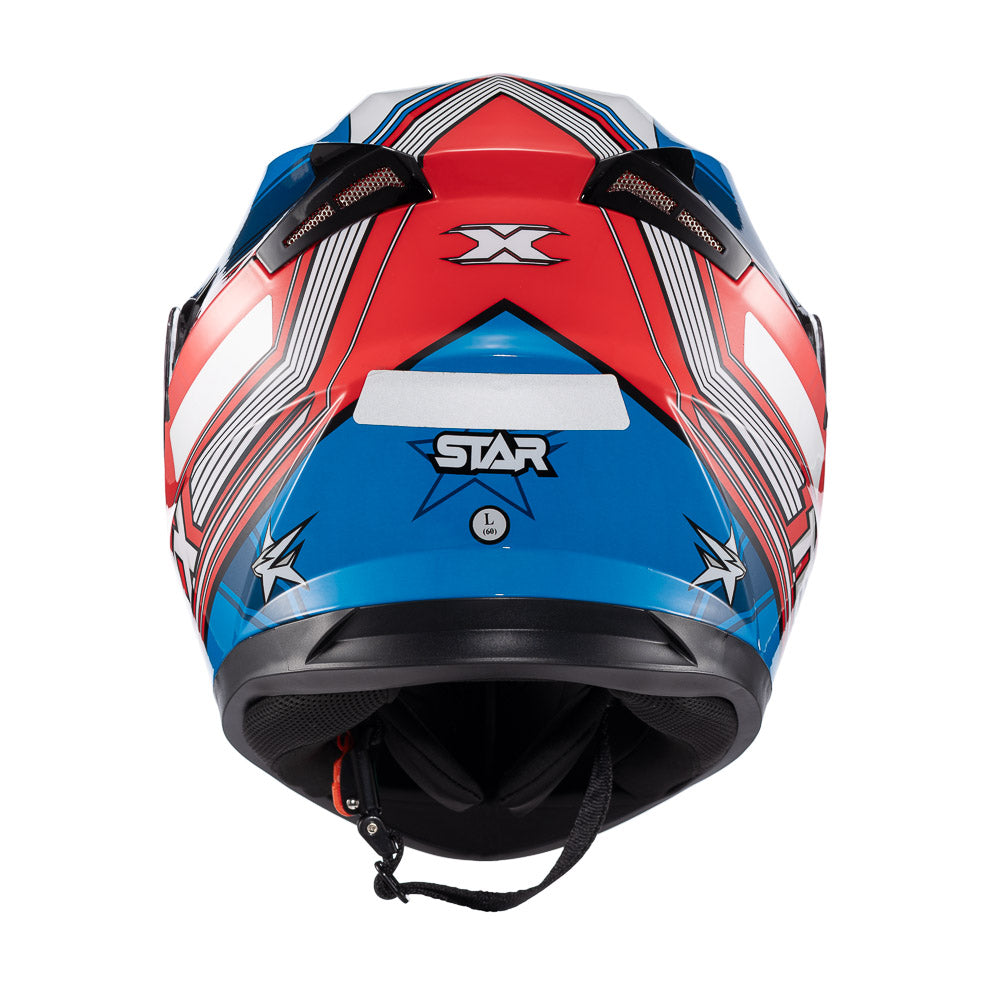 Capacete Texx Strike Superstar Azul Vermelho Branco Brilho – foto 4