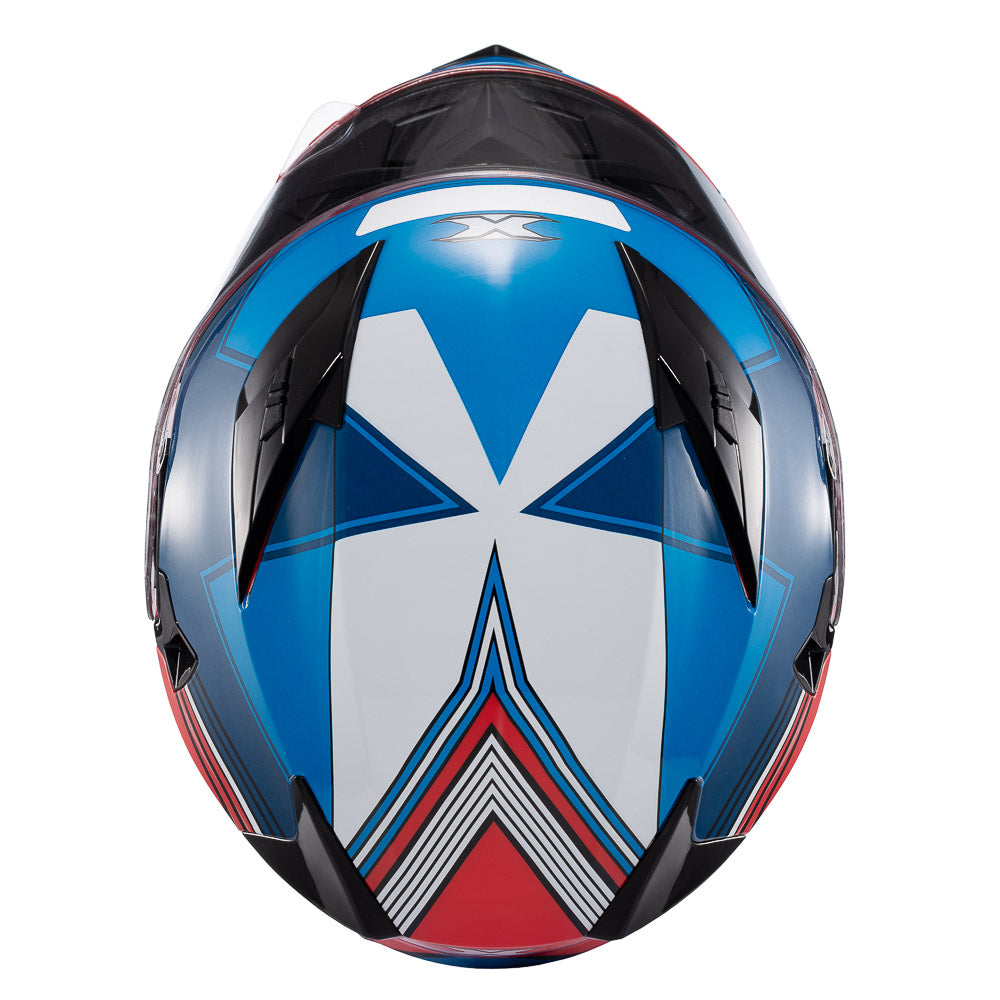Capacete Texx Strike Superstar Azul Vermelho Branco Brilho – foto 7