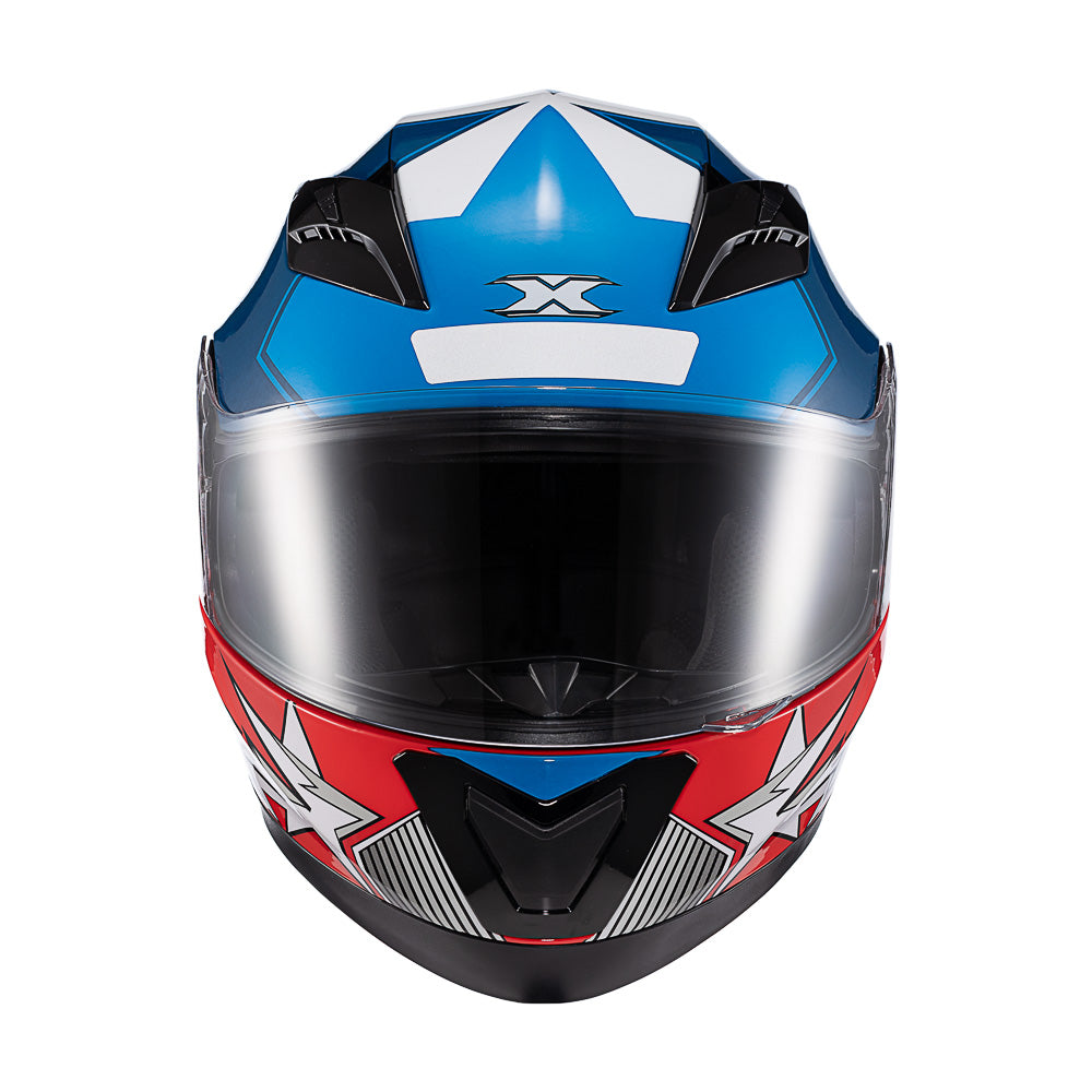 Capacete Texx Strike Superstar Azul Vermelho Branco Brilho – foto 8