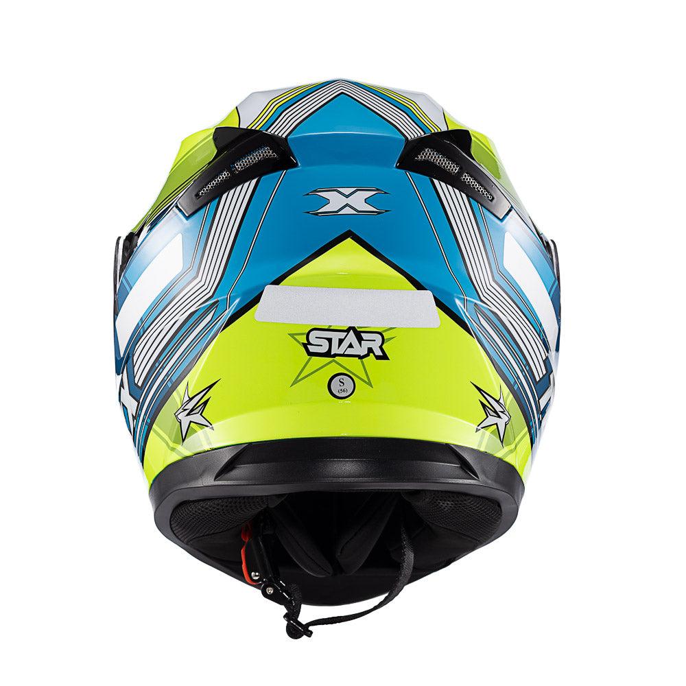 Capacete Texx Strike Superstar Verde Azul Branco Brilho – foto 4