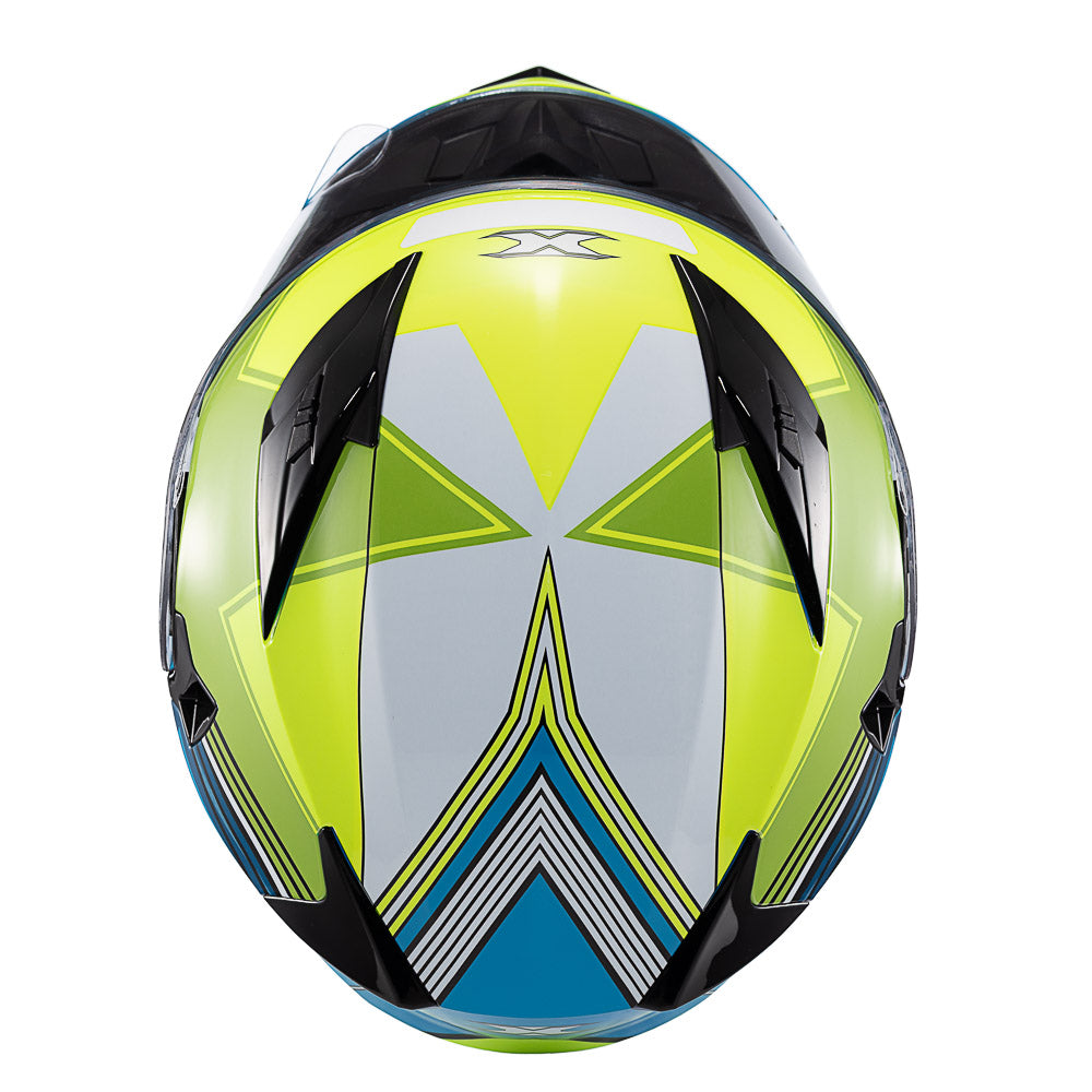 Capacete Texx Strike Superstar Verde Azul Branco Brilho – foto 7