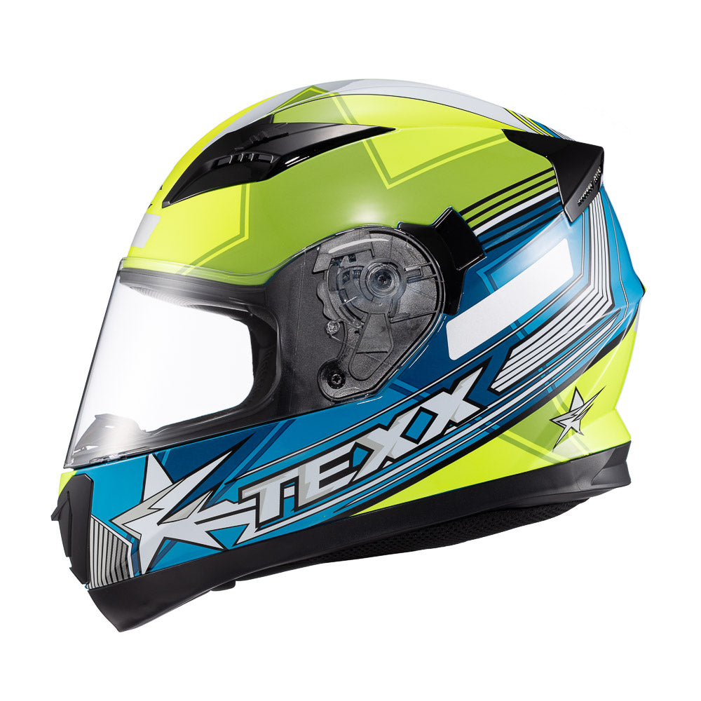 Capacete Texx Strike Superstar Verde Azul Branco Brilho – foto 9