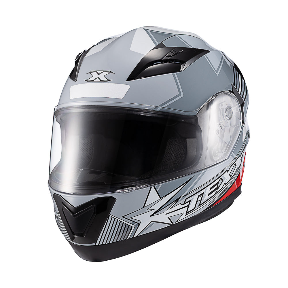 Capacete Texx Strike Superstar Cinza Vermelho Branco Brilho – foto 5