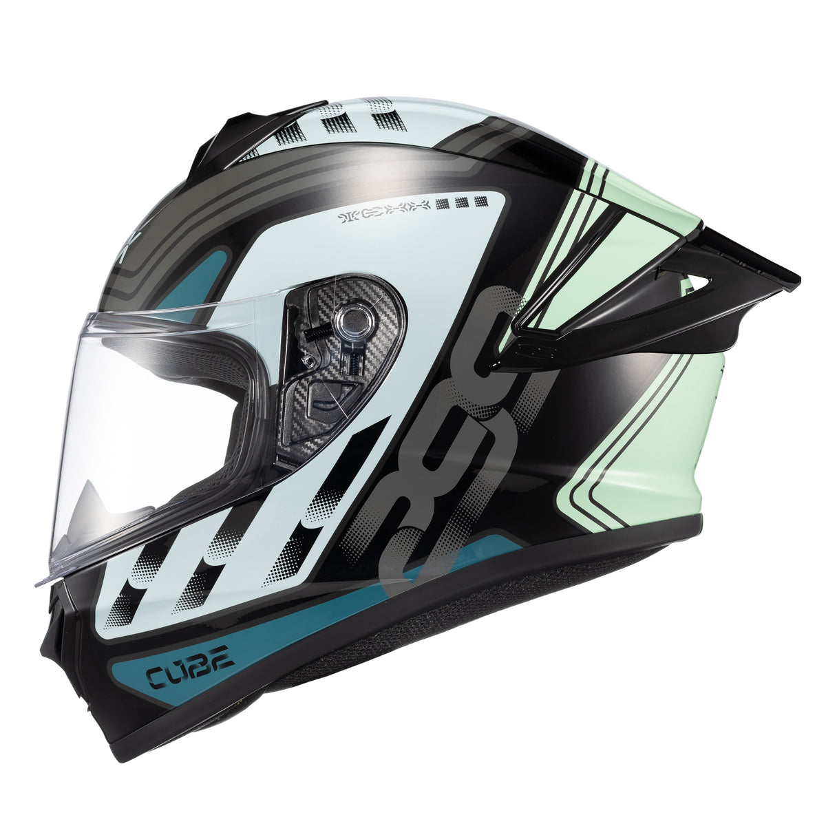 Capacete Texx Fechado Spihe Cube Azul Verde – foto 2