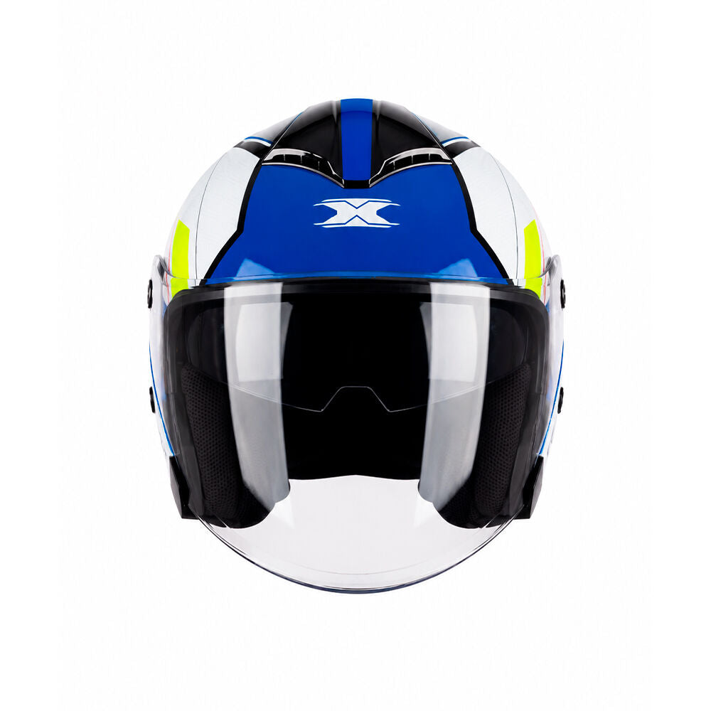 Capacete Texx Aberto Ugello V2 Atlas Branco e Azul
