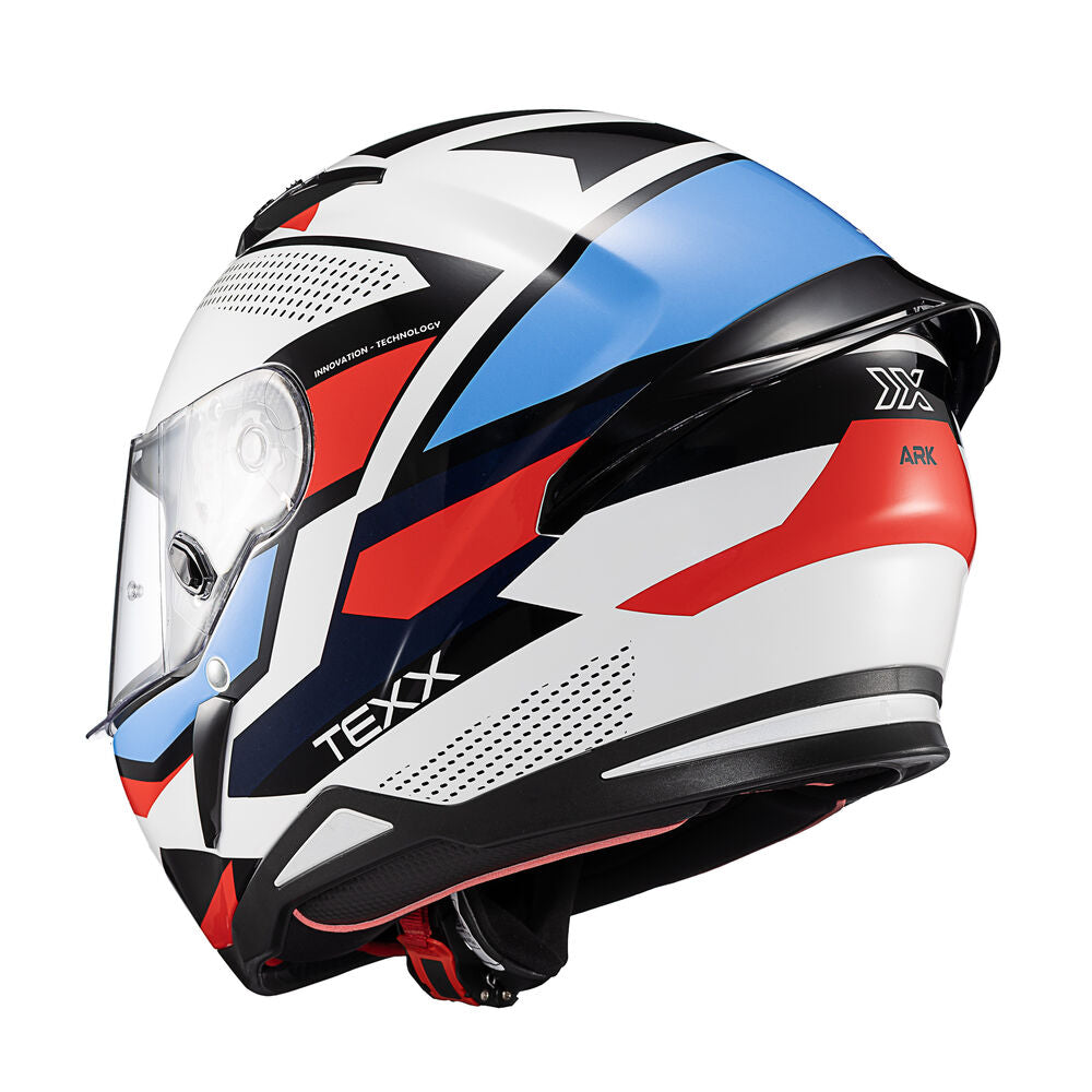 Capacete Texx Fechado Hunter Ark Preto Vermelho Azul e Branco Brilho – foto 10