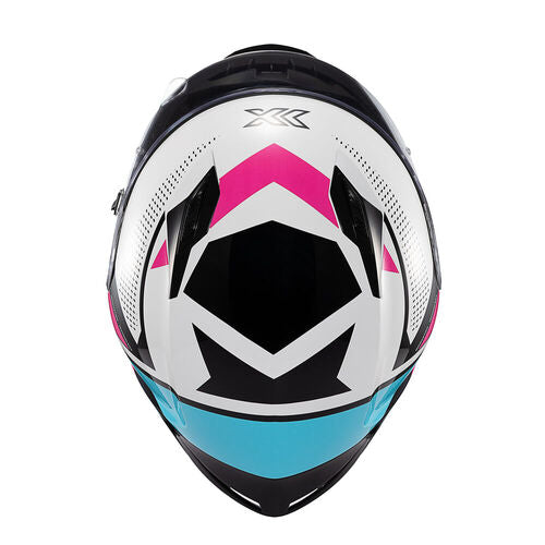 Capacete Texx Fechado Hunter Ark Preto Rosa Azul Tiffany e Branco Brilho – foto 7