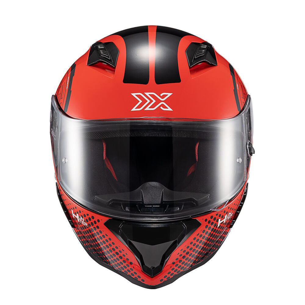 Capacete Texx Fechado Hunter Draco Preto Vermelho e Cinza Brilho – foto 1