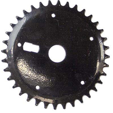 Roda Dentada, Aço, 36 D, Fechada, Preto, 5 Furos