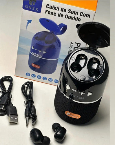 Caixa Som Com Fone Ouvido Bluetooth Fm/tf/usb/aux 5w Fon8235