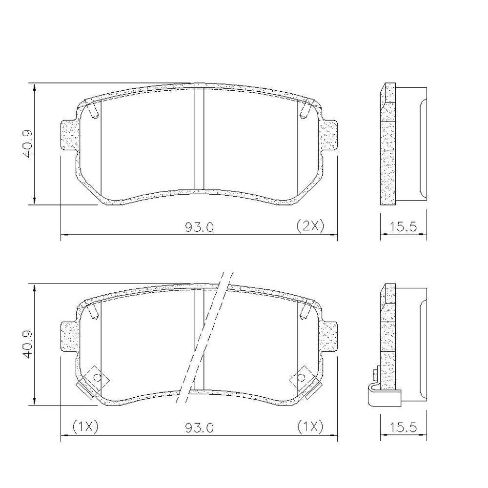 Pastilha de Freio Traseira Ceramaxx Fras-le PD/1093-CMAXX Hyundai IX35/Tucson/I30, Kia Sportage/Rio/Cadenza/Cerato/Carens