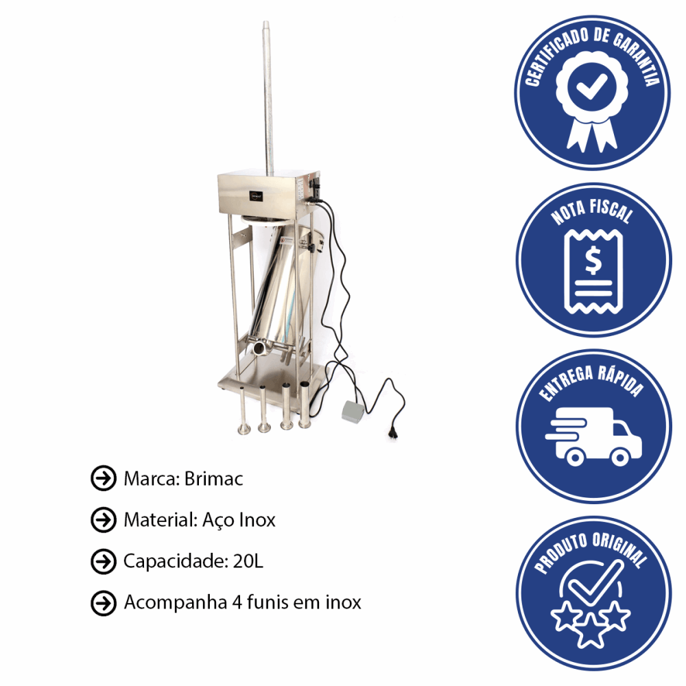 Ensacadeira Elétrica Para Linguiça De 20kg 100% Inox