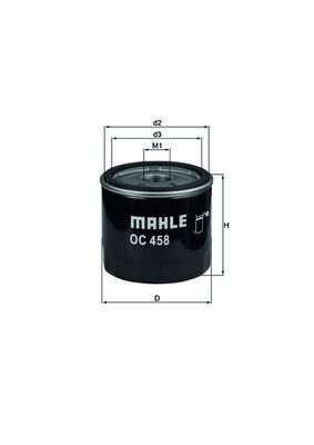 Filtro de Óleo Mahle OC458 Fiat Cronos/Pulse/Mobi/Fastback/Uno/Argo/Strada/Toro, Jeep Compass/Commander/Renegade, Renault Logan/Sandero, Citroen C3