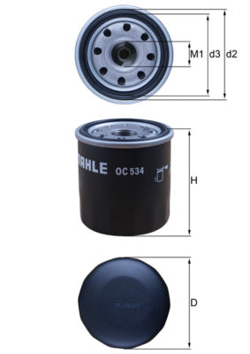 Filtro de Óleo Mahle OC534 Toyota Etios Sedan/Yaris Sedan/Etios/Corolla Cross/Yaris/Camry/Corolla/Paseo/Corona/Etios Cross/RAV4/Previa