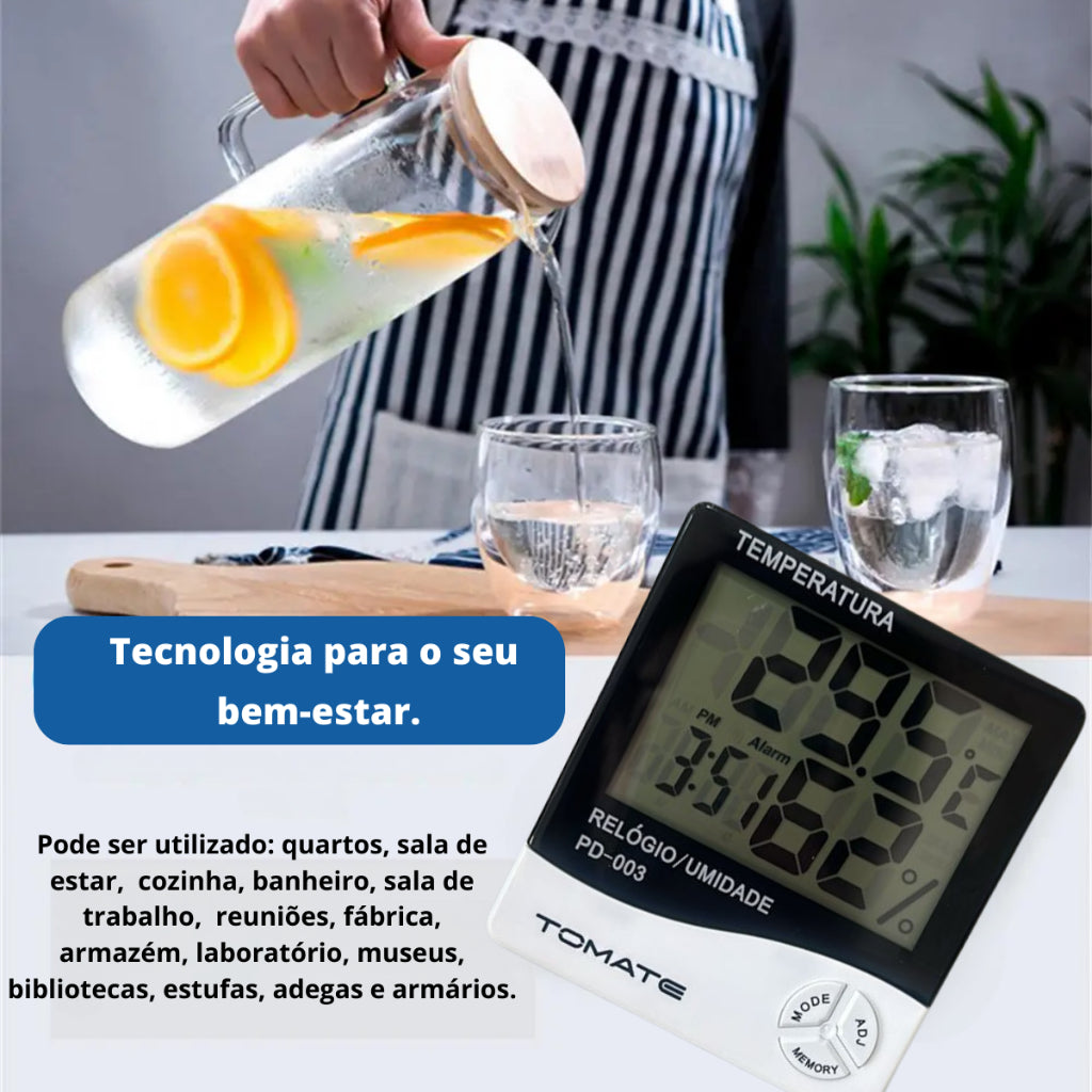 Termo-higrômetro E Relógio Digital Umidade E Temperatura