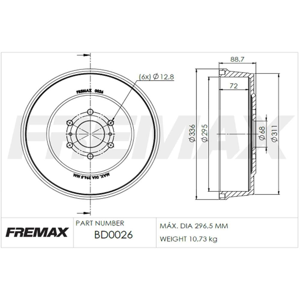 Tambor Fremax BD0026 Nissan Frontier