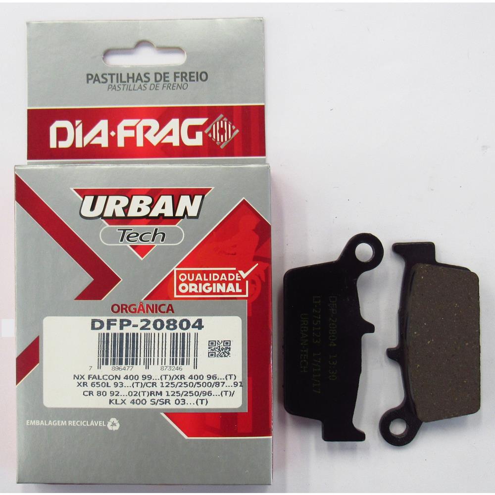 Pastilha de Freio Dia-frag DFP-20804 Honda CR 125/NX4 Falcon 400/XRE 300/XR 650/XR 400R/CR 250/XR 250R/XR 650L