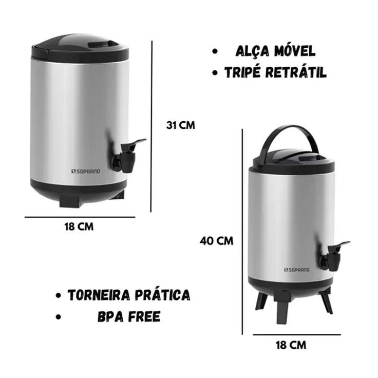 BOTIJAO PALACE 4L INOX/PRETO