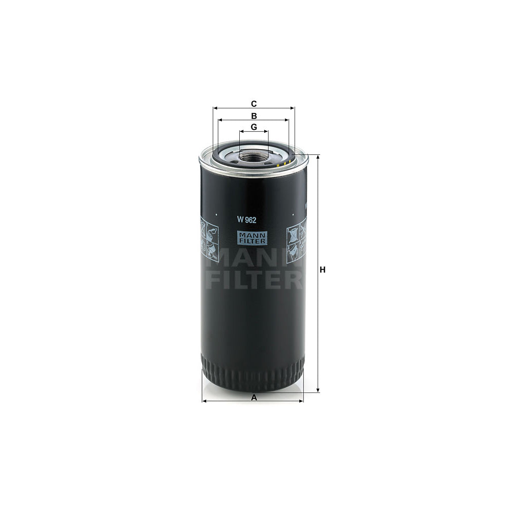 Filtro Blindado Óleo Lubrificante Mann-filter W962 Valtra 1380 4X4/985/985 S 4X4/110 Ind/118/128/980/1280 4X2/138/1280 4X4/985 S/148