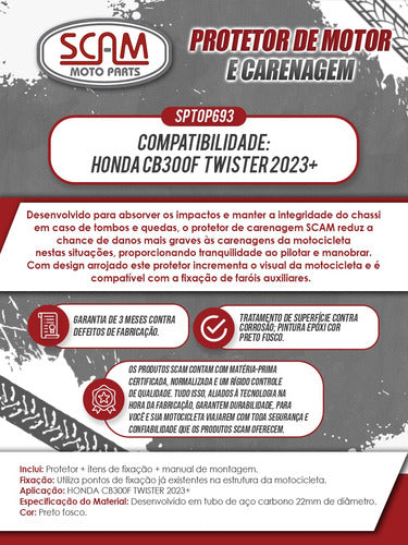 Protetor De Motor Carenagem Honda Cb 300f Twister 2023+ C/ P