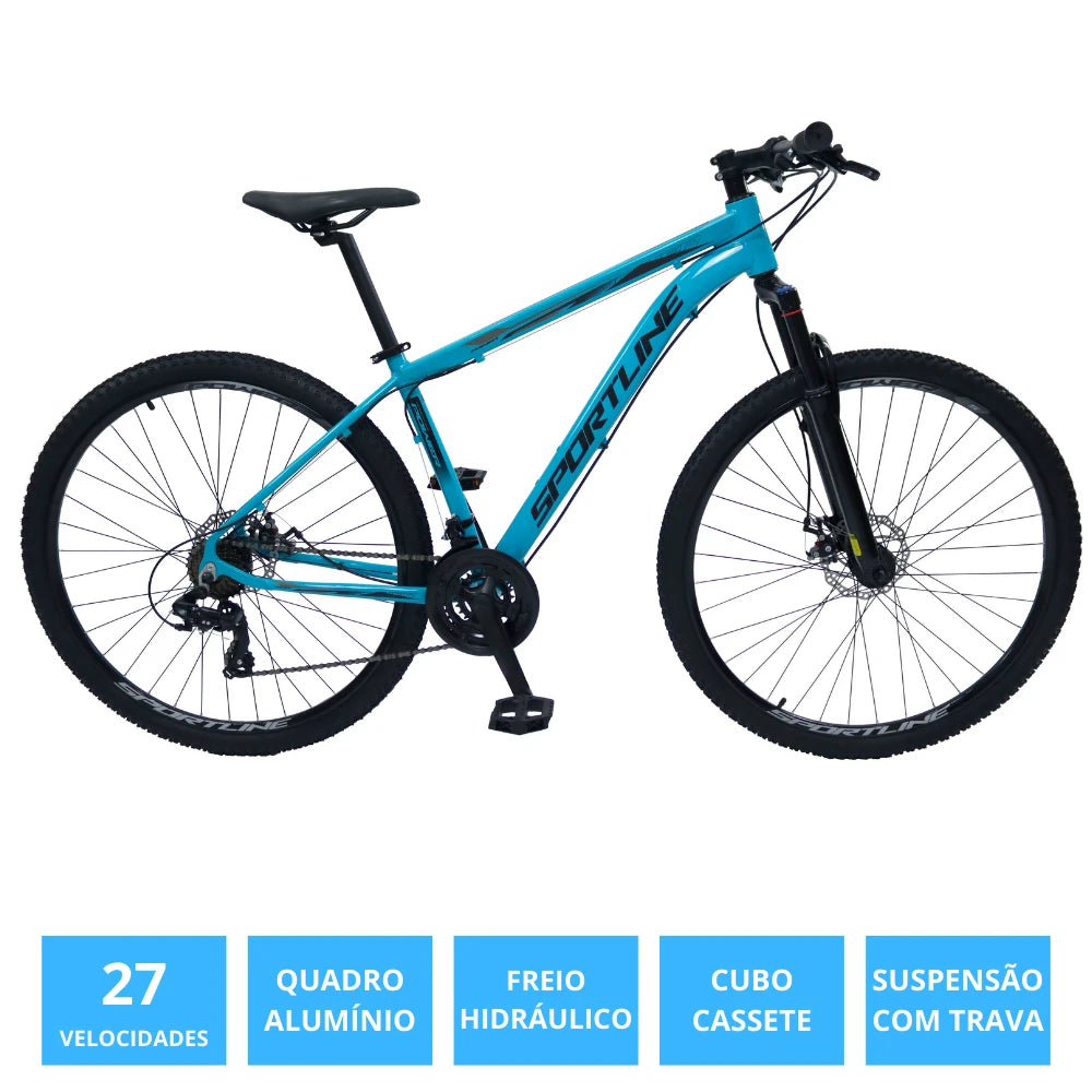 Bicicleta 29 Importado 27v Freio Hidr. c/ Trava Cassete ST11 Azul/Preto 17"