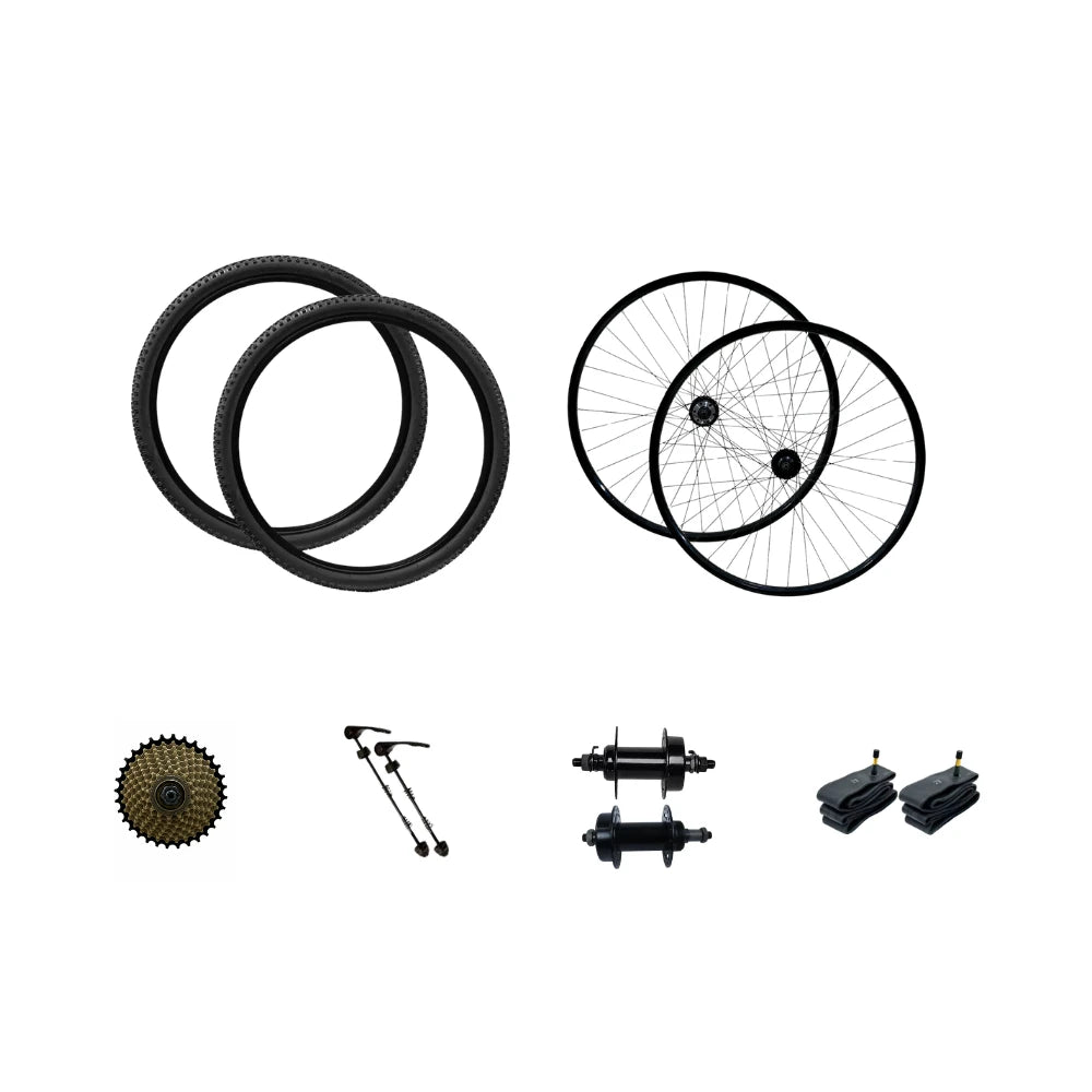 Kit par de rodas Aro 29 com pneu Alumínio Aero Cubo com Blocagem 8 Velocidades