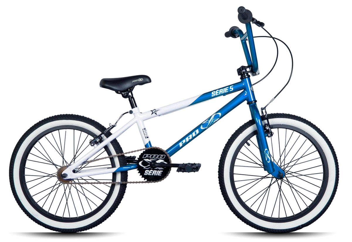 Bicicleta Bmx Aro 20 Retro ProX Serie 5 Pneu Balão Azul Branco – foto 2