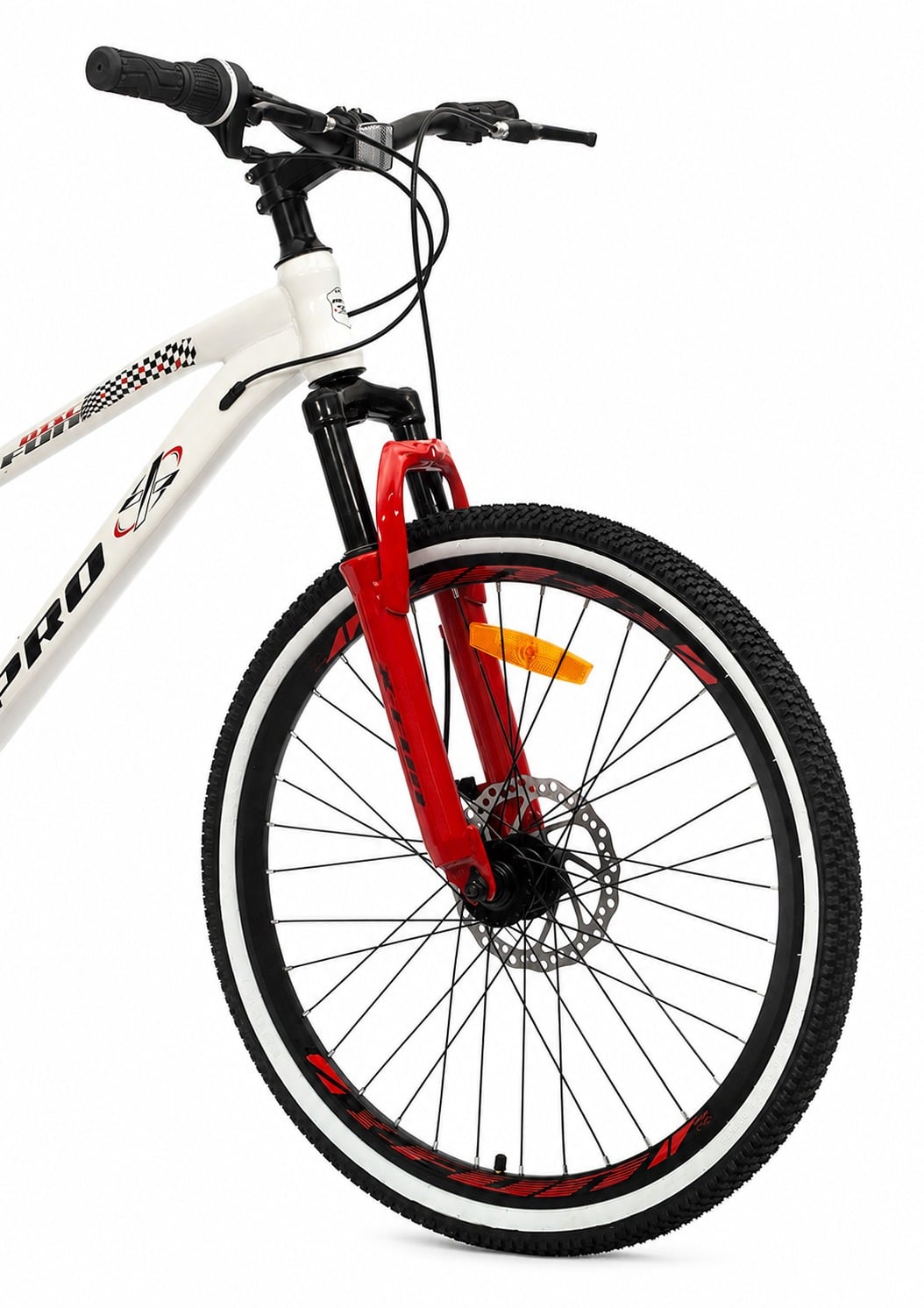 Bicicleta aro 24" pro-x x-fun freio a disc - mtb cor:branco e vermelho – foto 2
