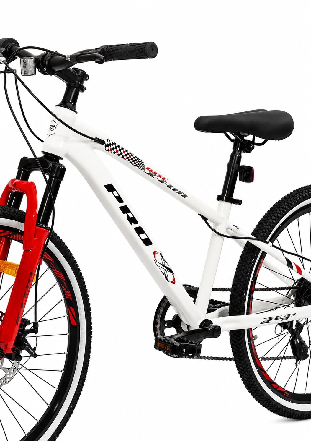 Bicicleta aro 24" pro-x x-fun freio a disc - mtb cor:branco e vermelho – foto 5