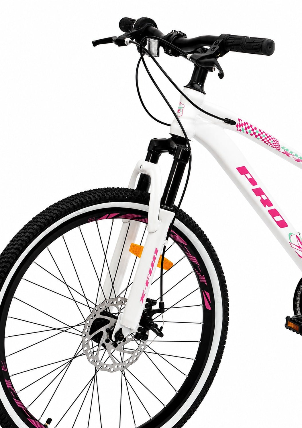 Bicicleta aro 24" pro-x x-fun freio a disc - mtb cor:branco e rosa – foto 2
