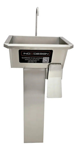 Lavador De Maos Duplo Com Pedestal E Acionamento - Inox