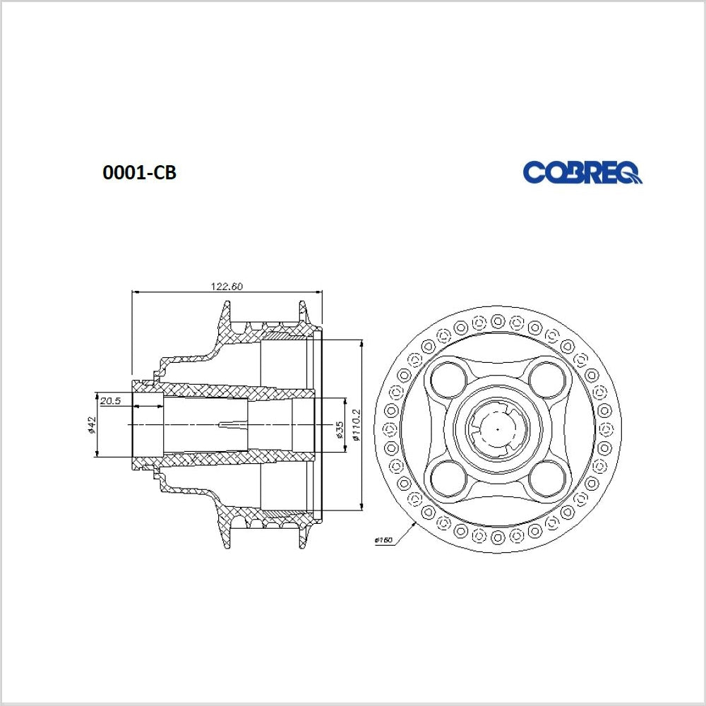 Cubo de Roda Traseiro Cobreq 0001-CB Honda CG 125 Titan/CG 125/CG 125 Today