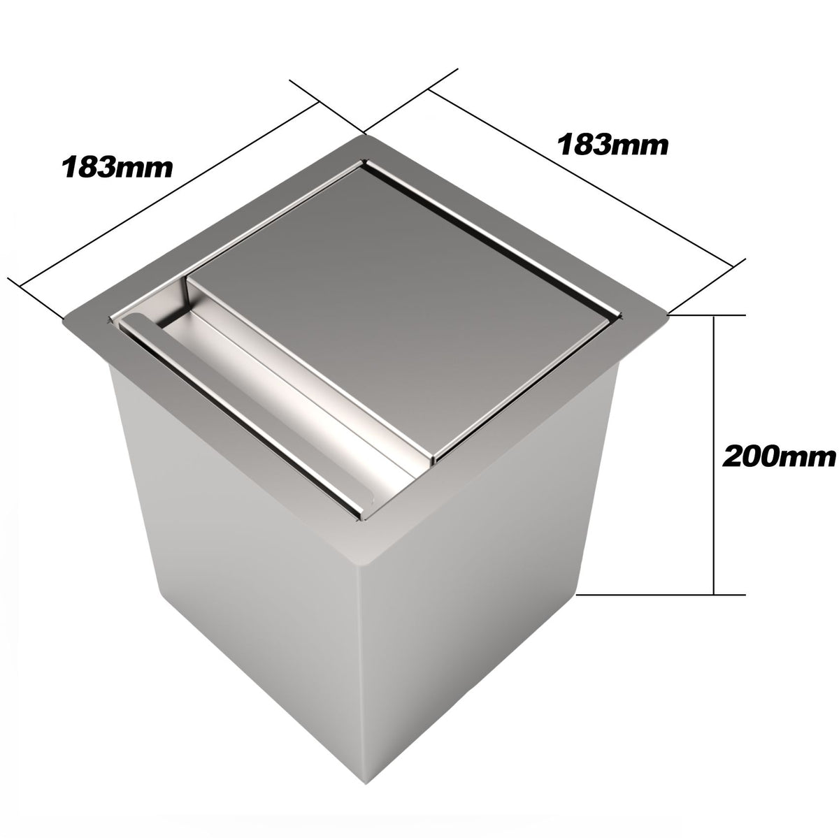 Lixeira de Embutir Quadrada Inox Saro CLL 4 Litros de Bancada