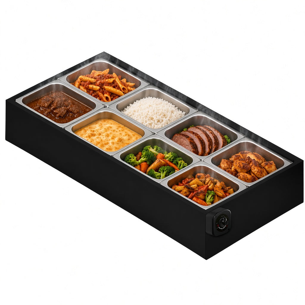 Buffet Térmico de Mesa Aquecido Saro BFM8 8 Cubas com Tampa