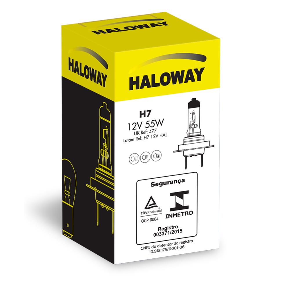 Lâmpada Standard H7 12v 55w Haloway H7 12V HAL Universal Caminhões/Ônibus/Automovéis e Utilitários Leves