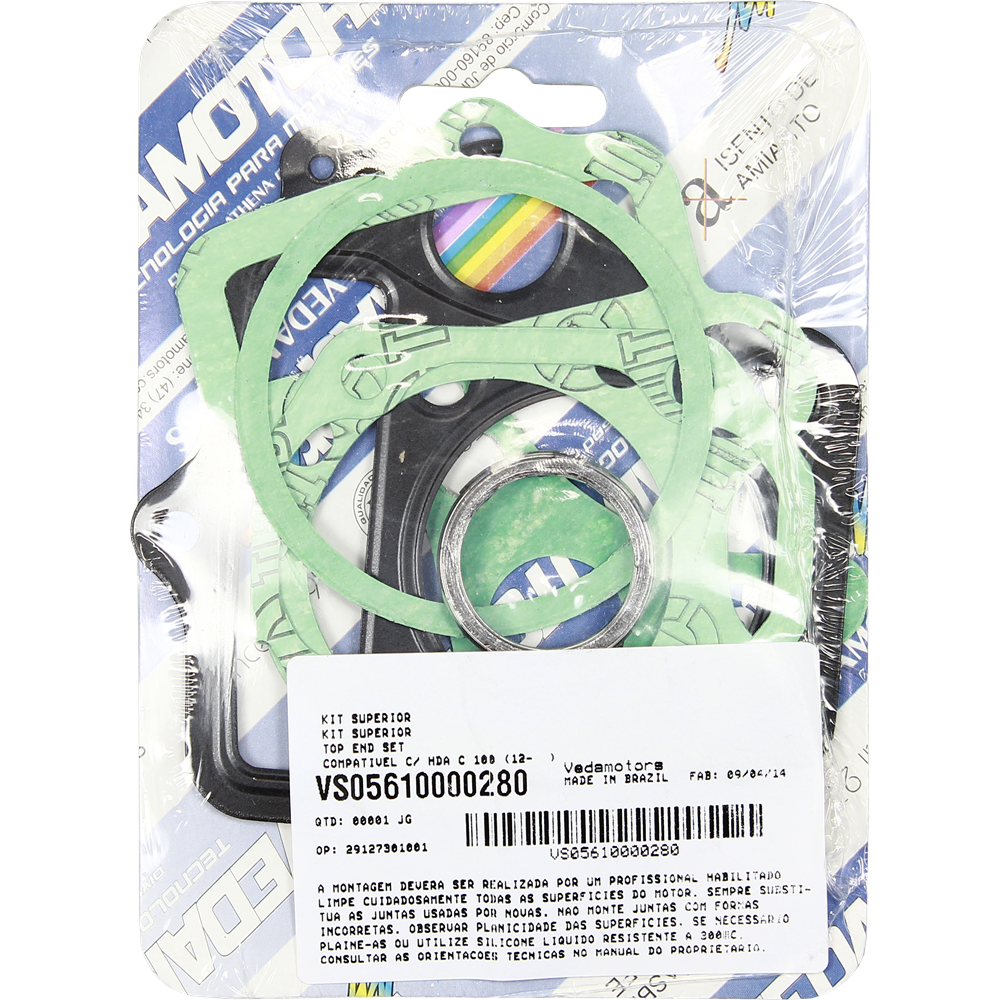 Kit Superior Sem Borracha (Cabecote Aco) Vedamotors VS05610000280 Honda Biz 100