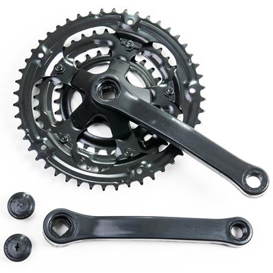 Pedivela Mtb Aço, 170mm, Encapado Preto, Coroa Aço Preto 28/38/48D Index, sem Protetor Longheng – Jogo – foto 1