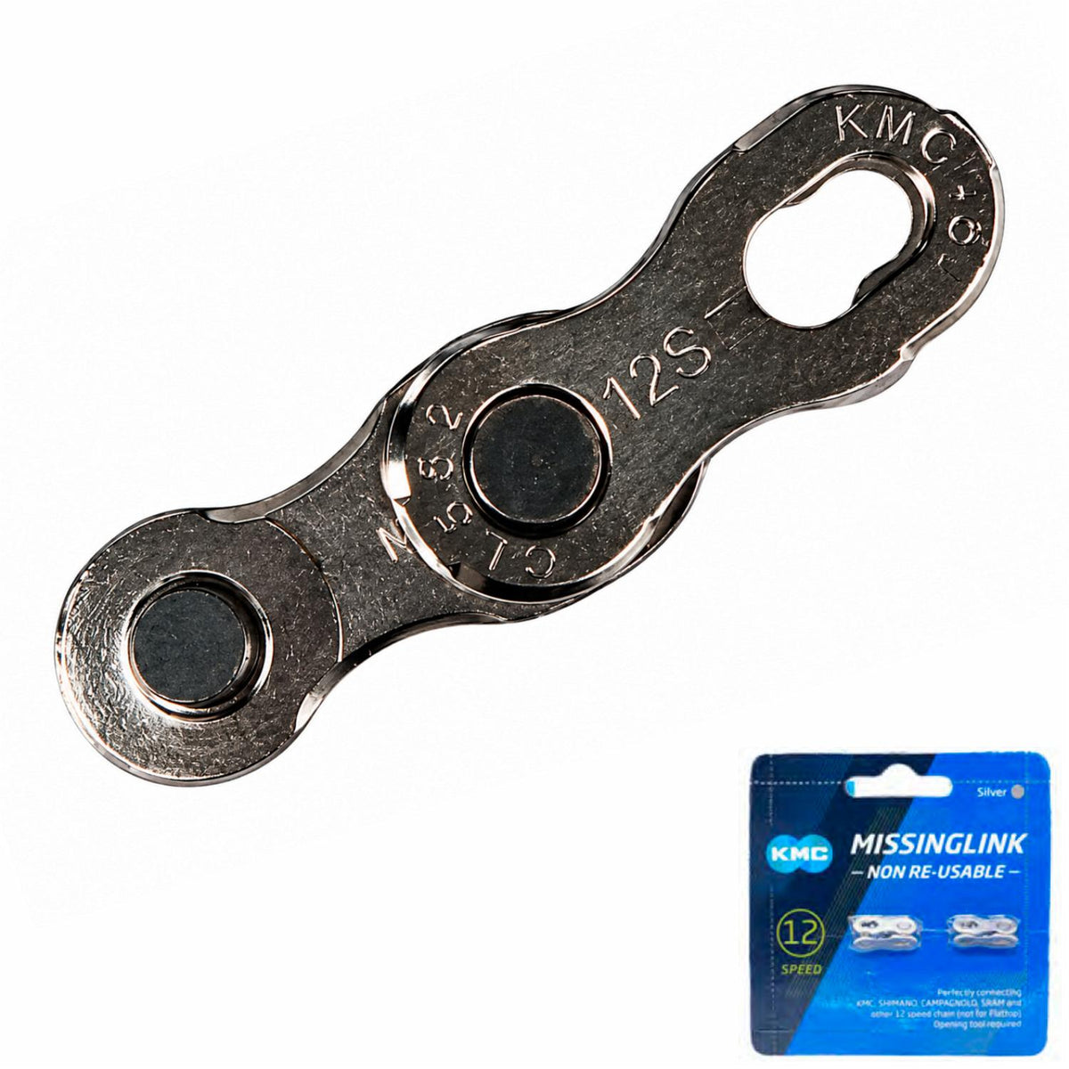 Emenda Corrente Kmc 12V Cl552-Np - Cromada, 2 Unid, Não Reutilizável, Compatível Kmc e Sram
