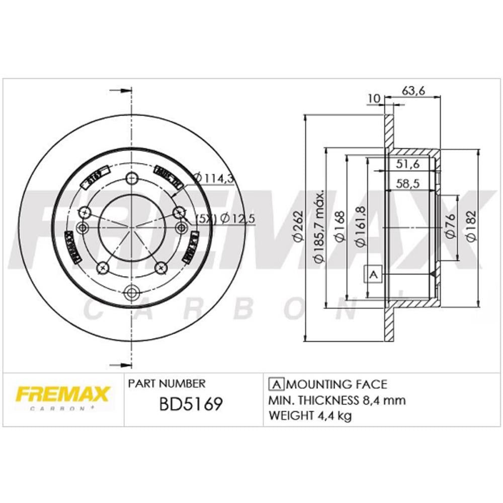 Disco de Freio Sólido Traseiro Fremax BD5169 Caixa com 2 Kia Cerato