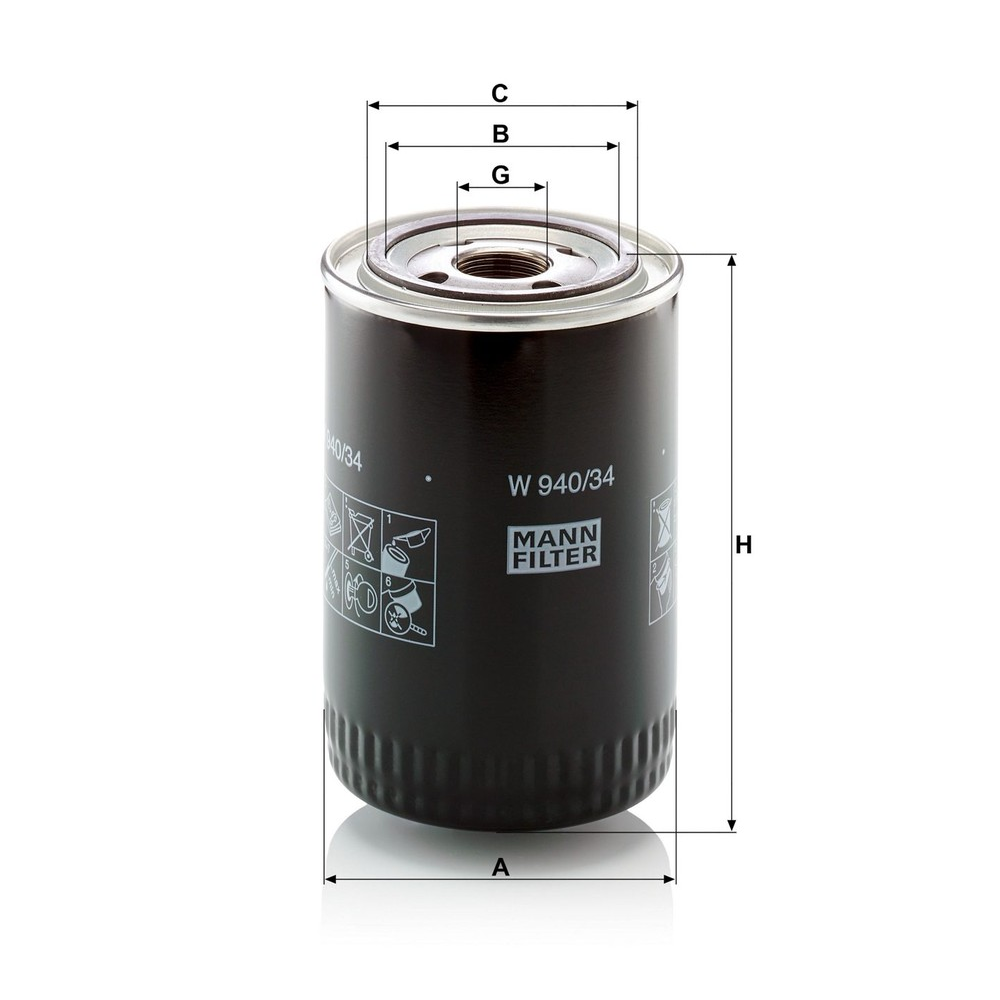 Filtro Blindado Óleo Lubrificante Mann-filter W940/34 Ford F-4000/F-350/F-250/Cargo, Case 580H