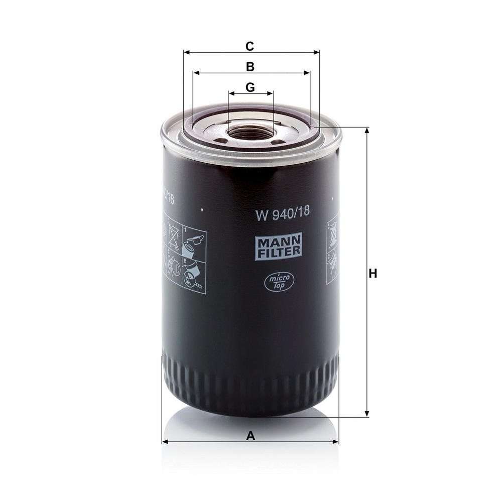 Filtro Blindado Óleo Lubrificante Mann-filter W940/18 VW 7-90 P/6-90/6-90 P/6-90 S/7-90 S