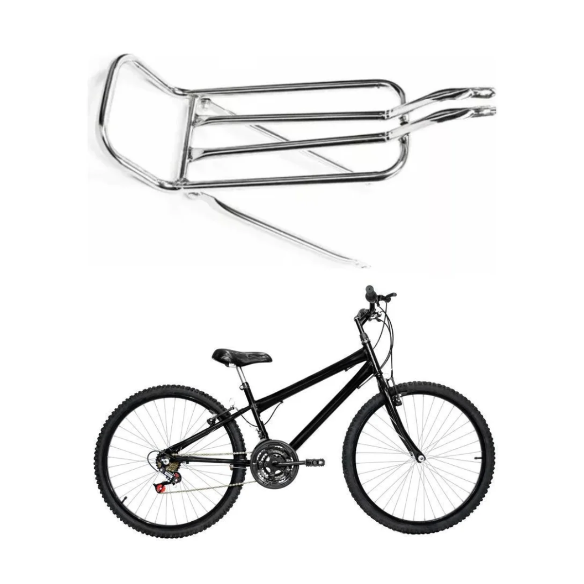 Bagageiro Articulado Aro 26 Rabetão em Aço Cromado Prata