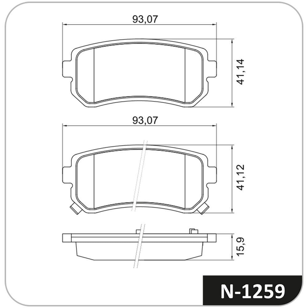 Pastilha de Freio Cobreq N-1259 Kia Cadenza/Carens/Sportage/Cerato/Rio, Hyundai IX35/Tucson/I30/Sonata