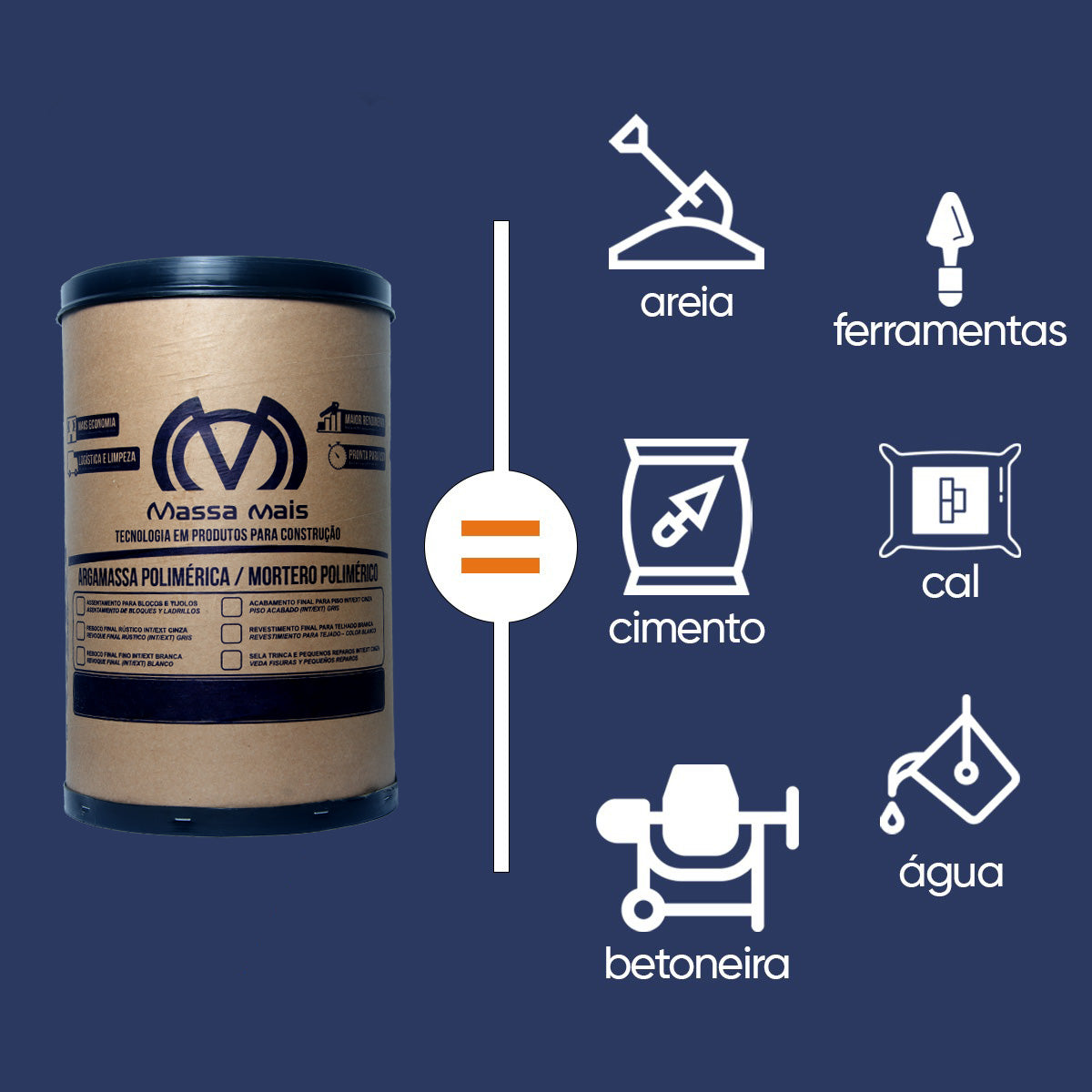 Argamassa Polimérica Cola Blocos E Tijolos Massa Mais 40 kg