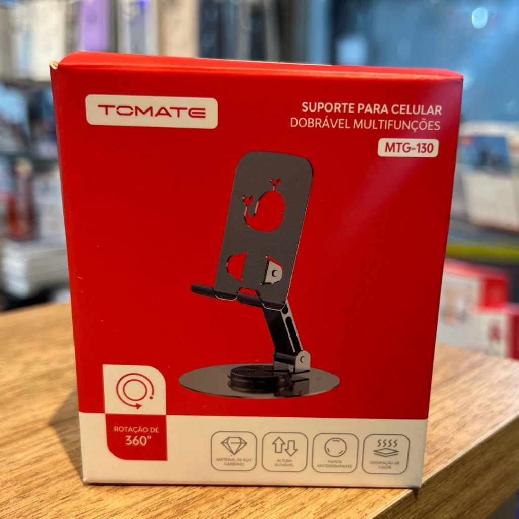 Suporte P/ Celular De Mesa Rotacao 360 Graus Tomate Mtg-130