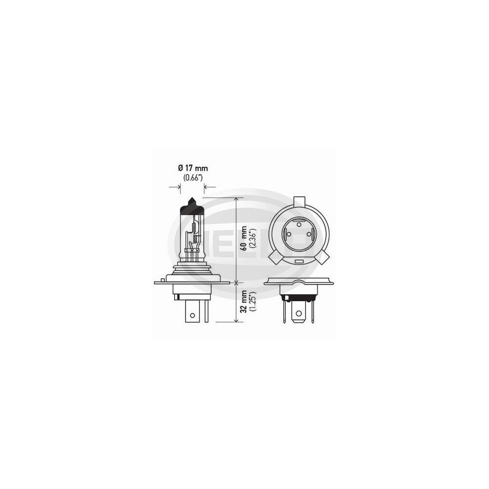 Lâmpada 24v 75/70w P43t T4.625 H4 Hella H4 24V Universal Ônibus/Máquinas Agrícolas/Caminhões