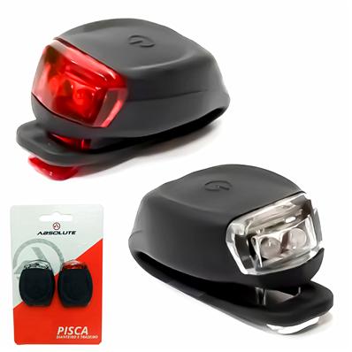 Pisca Dianteiro / traseiro, 2 Leds, 2 Modos, Baterias CR2032 Inclusas, Absolute Jy-3122a, Silicone, Ipx4, Preto – Par – foto 1